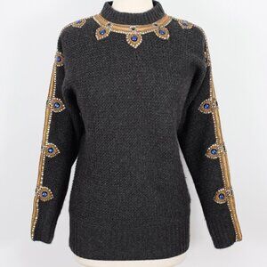 Ralph Lauren Collection XS / S sweater cashmere 50th anniversary gold jewel gray